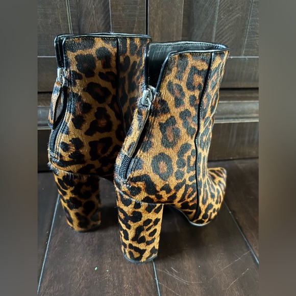 Steve Madden Leopard Print Mohair Heeled Ankle Boots - Picture 2 of 6